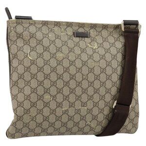 Authentic GUCCI GG Supreme Shoulder Bag PVC Beige Gold 201446